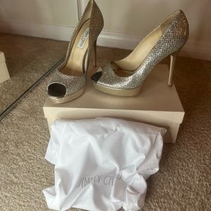 Jimmy Choo Abel Glitter Woven Heels